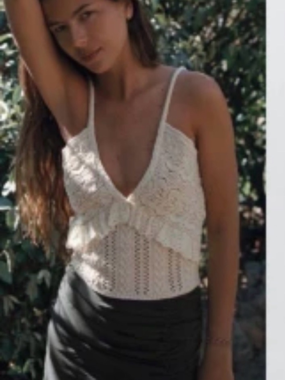 Zara Cream Crochet Lace Trim Cami Top